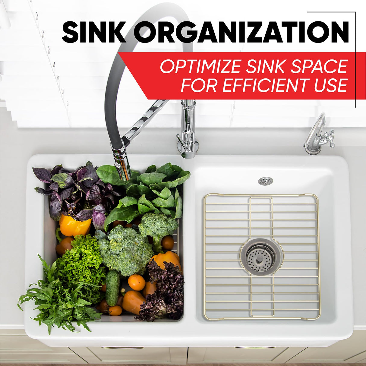 Better Houseware Sink Protectors for Kitchen Sink, Protective Metal Grid, 18.1x12.3x1 inches, White Kitchen Sink Mat to Shield Sink Base from Scratches, Rust-Resistant Coating, L