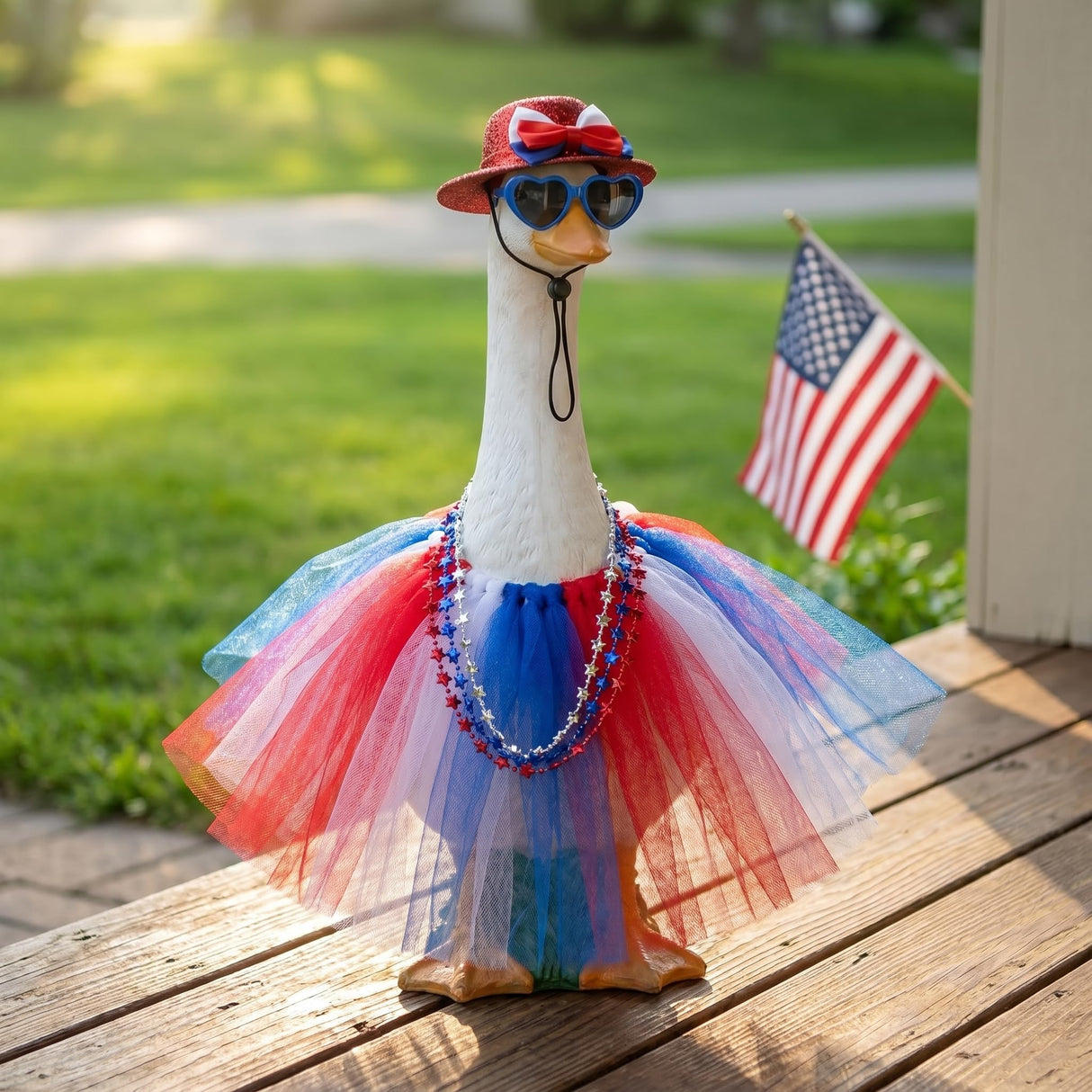 STONESTAR 6 pcs Patriotic 4th of July Porch Goose Outfits for 23" H Lawn Statue, Goose Clothes Costume with Hat Necklace Tutu Skirt for Independence Day & Memorial Day Outdoor Garden Yard Decoration
