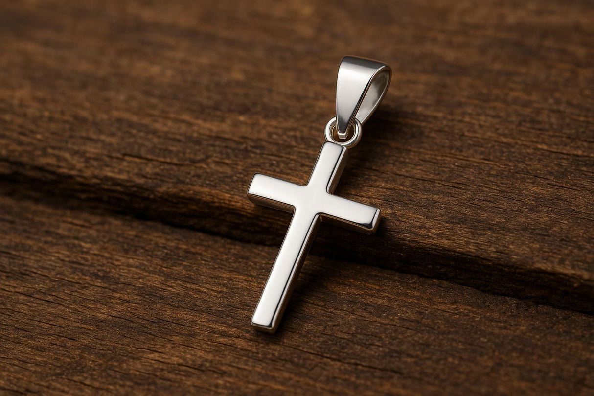 SAE99 925 Sterling Silver Cross Pendant Charm, Very Tiny Minimalist Faith Religious Jewelry