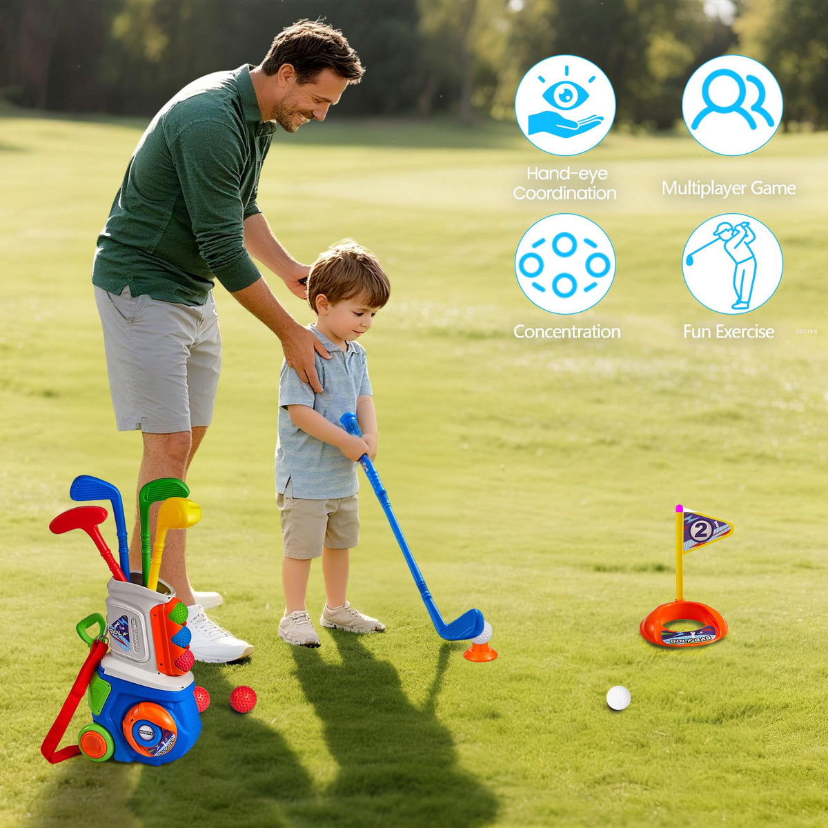 PJG 22 Pcs Toddler Golf Clubs Set, Kids Golf Toys, Birthday Gift Boys Girls