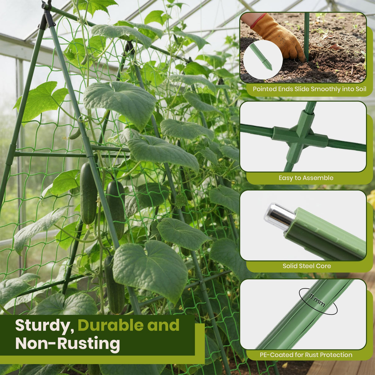 50x50 Cucumber Trellis for Raised Bed - A Frame Garden Trellis for Climbing Plants Outdoor - Cucumbers, Pea, Zucchini, Squash,Tomato, Green Bean, Vine, Watermelon, Melon, Pumpkin
