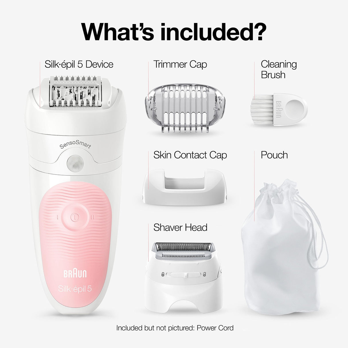 Braun Epilator Silk-épil 5 5-620, Hair Removal Device, Epilator for Women, Shaver & Trimmer, Cordless, Rechargeable, Wet & Dry, 6 Piece Set