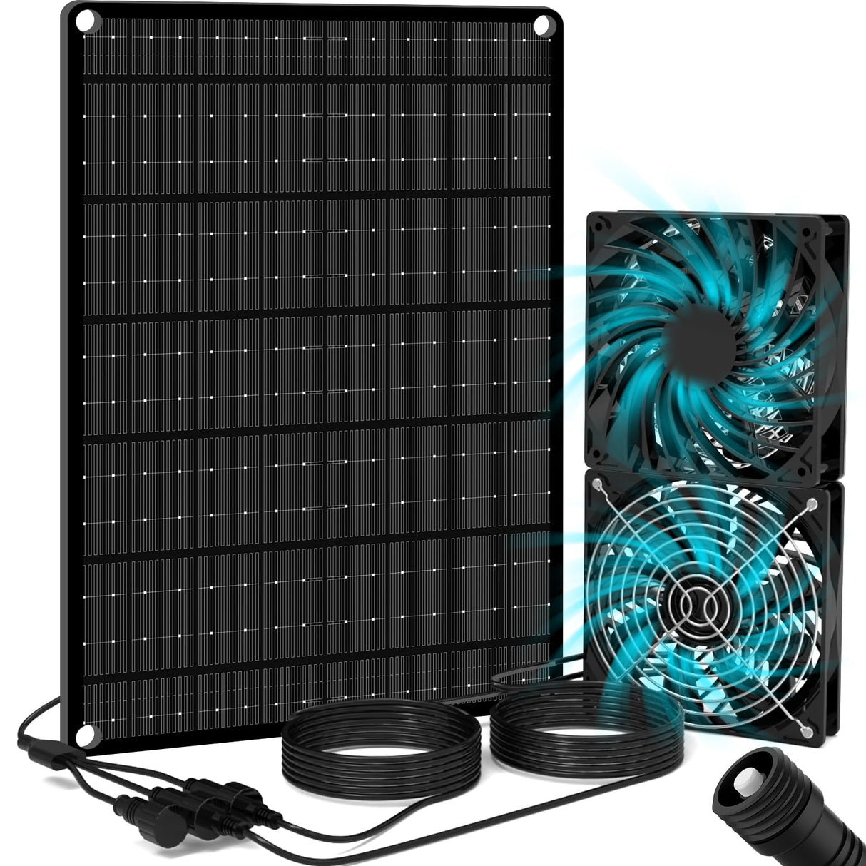 WECOOL Solar Exhaust Fan, 15W Dual Exhaust & Intake Ventilation Fan, Quiet Waterproof with Safe Grille for Chicken Coop, Greenhouse, Shed, Dog House, No Assembly Required