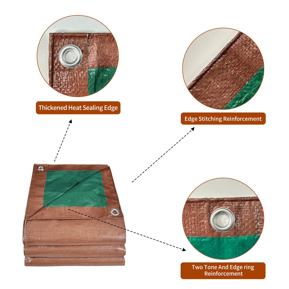 Tarp 5x7(4 Packs) ft 100% Waterproof 7mil Durable Grommets and Reinforced Edges,Uv Resistant,Green/Brown Tarp,Emergency Rain Shelter,Outdoor Cover and Camping Use -by MVPNET