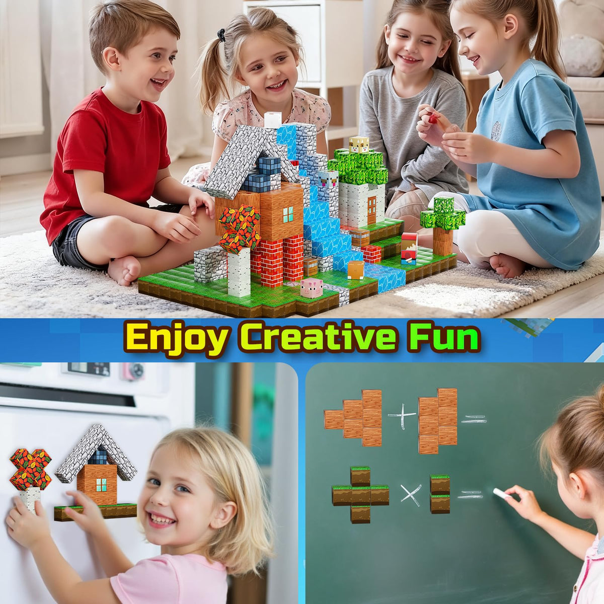 200PCS Magnetic Blocks, Magnetic Building Cube Toys for Kids, STEM Montessori Stacking, Sensory Education Toys for Toddlers Building World Set, Christmas Birthday Gifts for Kids Age 3 4 5 6 7 8 9 10