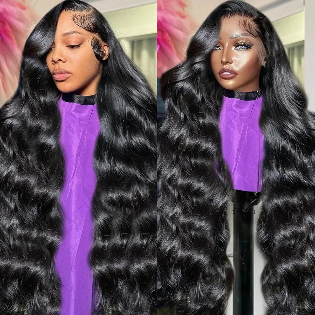30 Inch Body Wave Lace Front Wigs Human Hair 250% Density 13x6 HD Transparent Lace Front Wigs Human Hair Pre Plucked Brazilian Virgin Human Hair Wigs for Women Glueless Lace Frontal Wig Natural Black