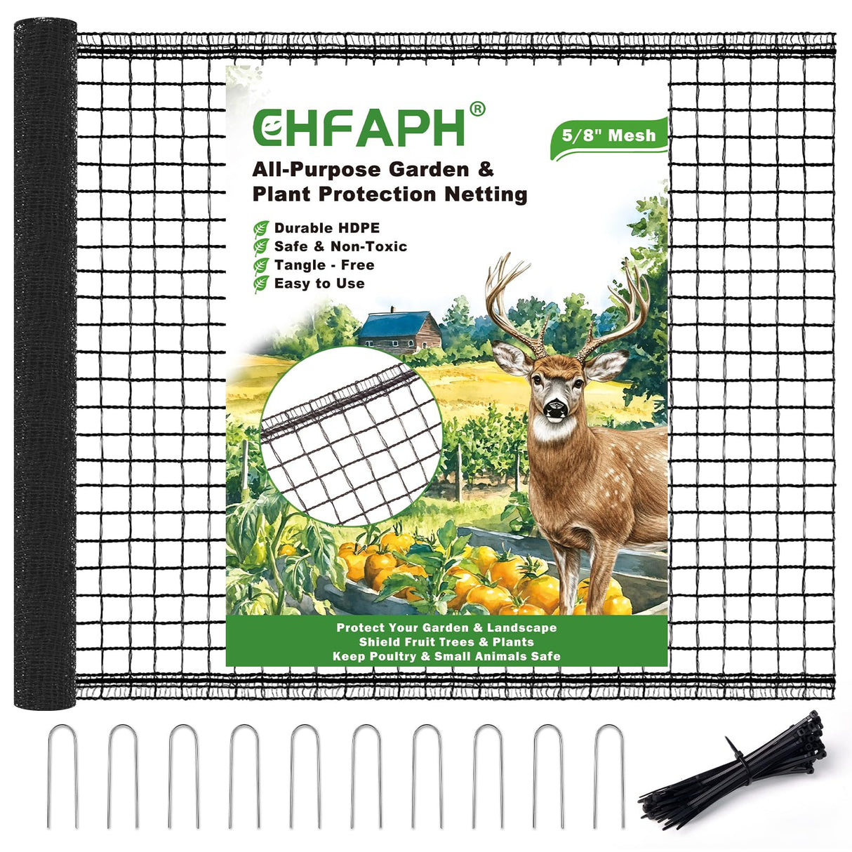 Deer Fence for Garden 4ftx50ft, Plastic Mesh Garden Fencing with Pre-Strung Reinforced Edge, Durable Temporary Fencing, Animal Barrier Fence, Ideal Safe Netting for Poultry, Fruit & Plant Protection