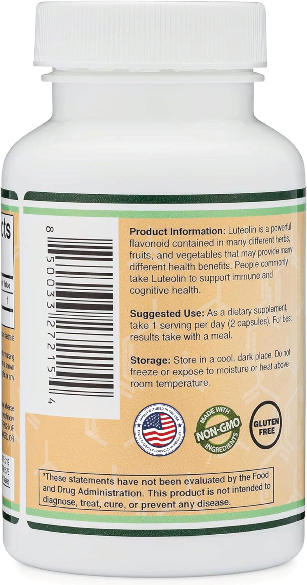 Double Wood Supplements Luteolin Supplement 100mg Servings of Bioactive Flavanoids (120 Capsules, Gluten Free) Potent Polyphenols Flavonoid for Brain and Cardiovascular Support