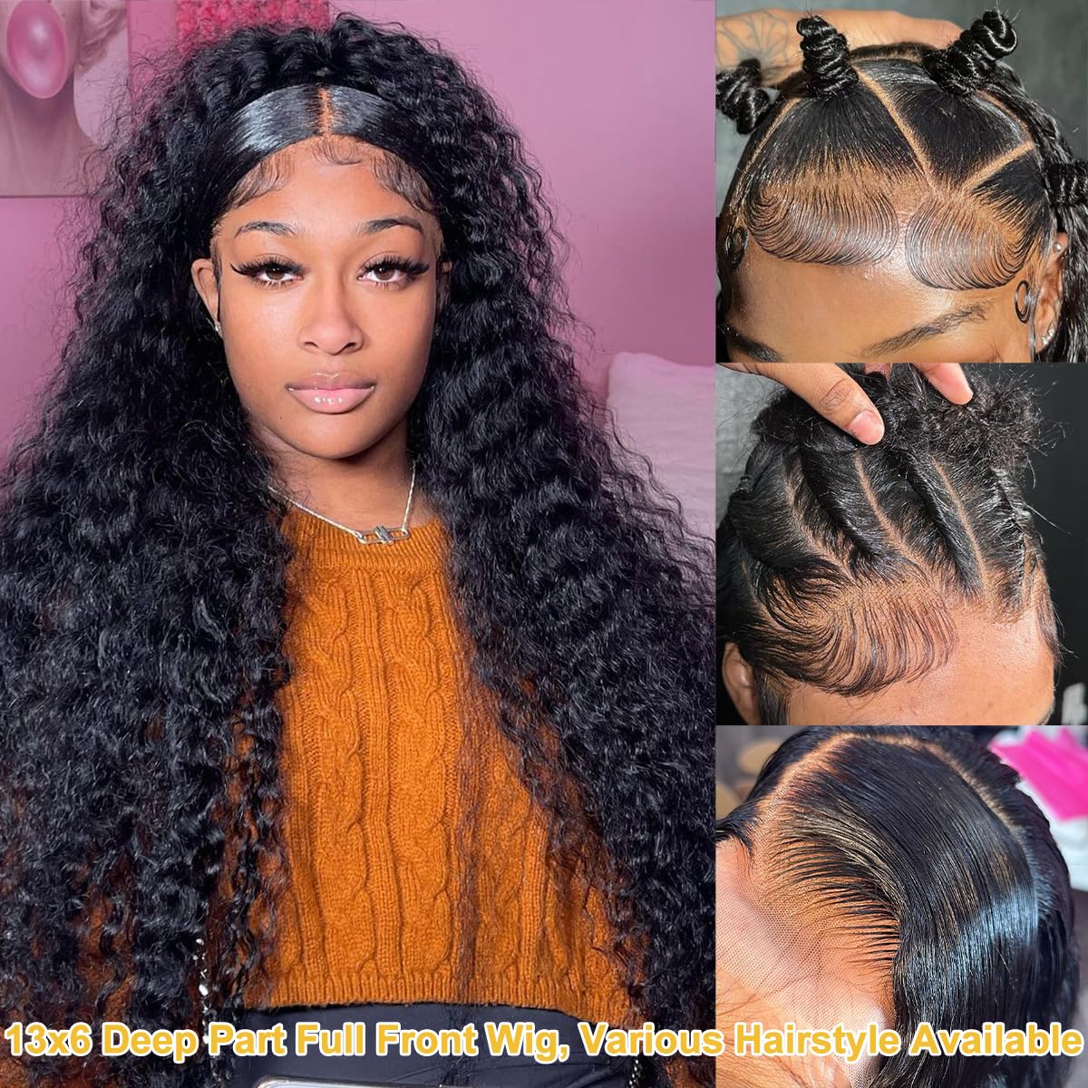 30 Inch Remy Human Hair Wig 13x6 Deep Wave Lace Front Wigs Human Hair 200 Density Deep Curly 13x6 Human Hair Wigs Lace Frontal Human Hair Pre Plucked Human Hair Wig for Women Curly Human Hair