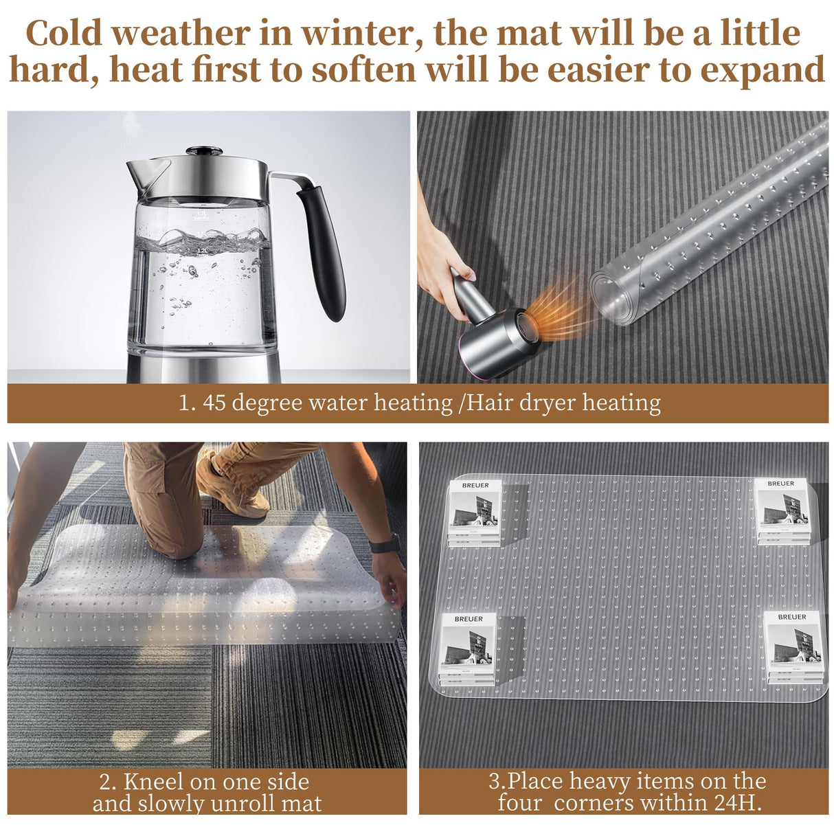 MESHDO Office Chair Mat for Carpet, 36" X 48" X 0.09" Desk Chair Mat for Carpet Floors, Clear and Thick Rolling Computer Chair Mats with Non-Slip Studded for Home and Office Low Pile Carpets