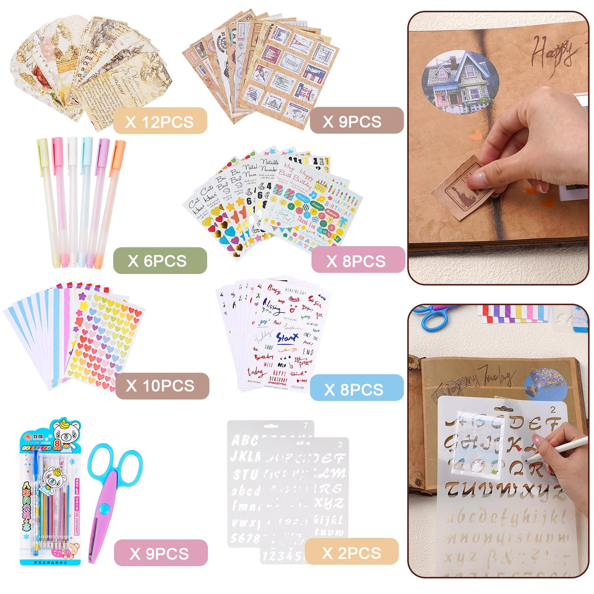 Adventure Book Scrapbook Photo Album,Retro Style Embossed Letter Cover Travel Diary Journal Scrap Book Kit For Couples,Memory Book For Anniversary Wedding,Christmas