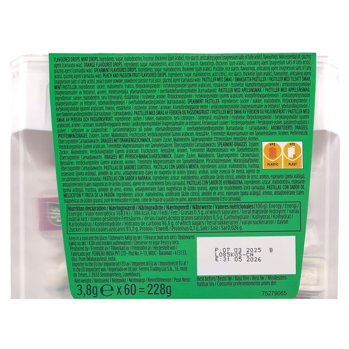 TIC TAC Box with 60 Mini Boxes (Mint, Orange, Spearmint, Peach and Passion fruit) 234g by Tic Tac