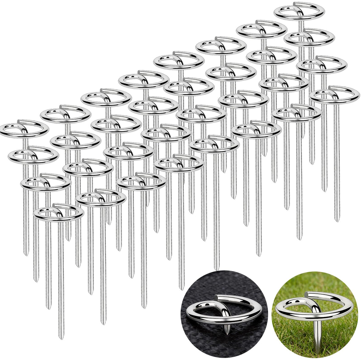 Landscape Staples Pins 120 Pack, 8 Gauge 6 Inch Heavy Duty Galvanized Weed Barrier Pins, Circle Top Garden Stakes with Removal Tool, Landscape Fabric Stakes for Weed Barrier Fabri