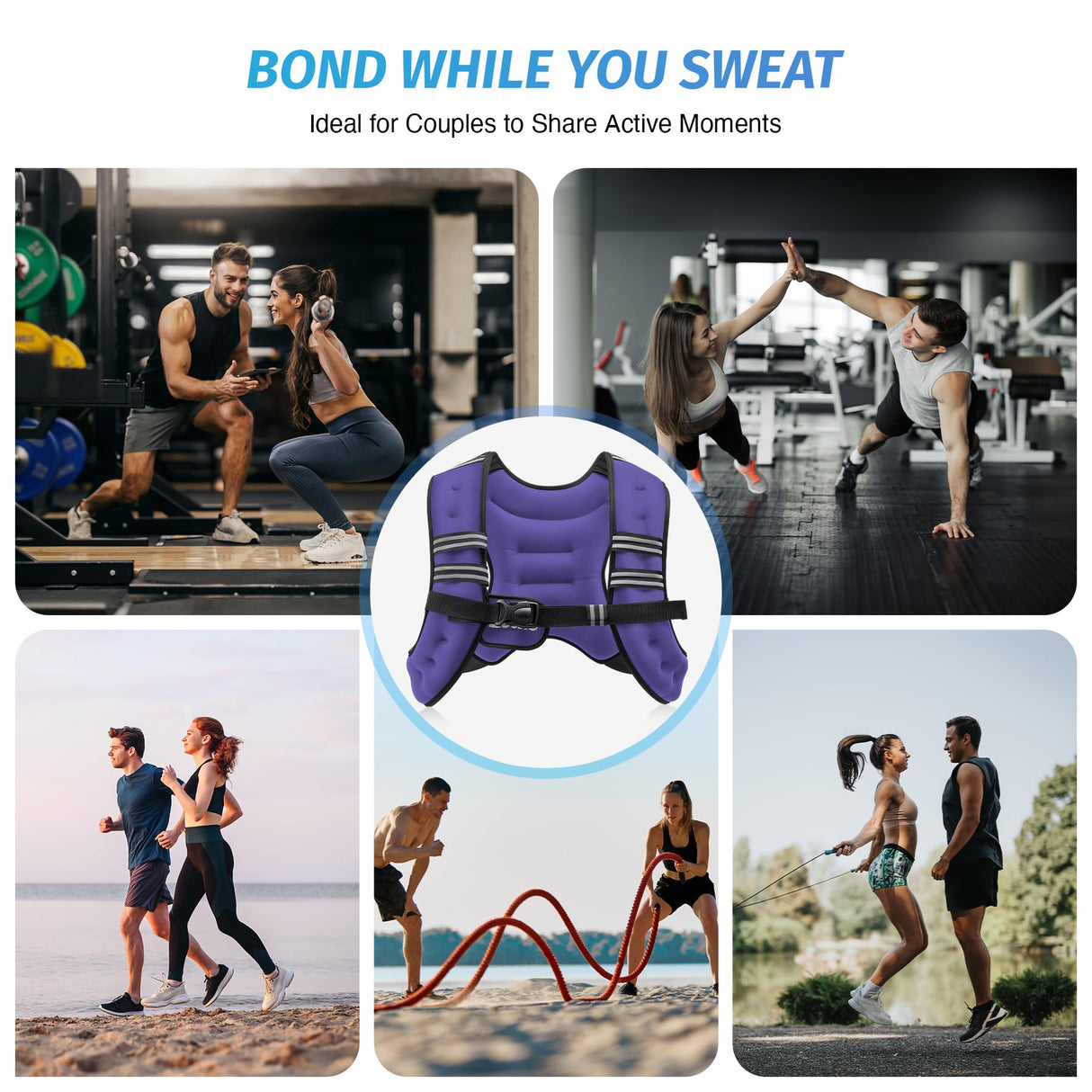 ZELUS Weighted Vest, 6lb/8lb/12lb/16lb/20lb/25lb/30lb Weight Vest with Reflective Stripe for Workout, Strength Training, Running, Fitness, Muscle Building, Weight Loss, Weightlifting, Violet(8 lb)