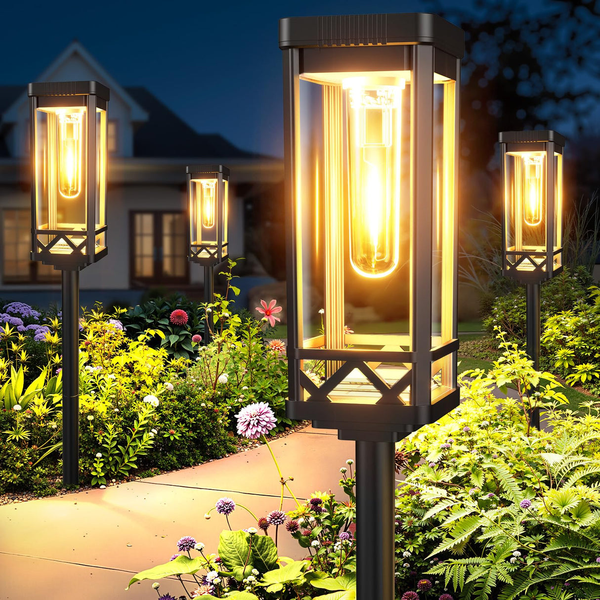 KOOPER Taller Solar Pathway Lights Outdoor, 8 Pack Upgraded Brighter Solar Garden Lights Solar Powered, Up To 15 Hours Outdoor Solar Lights for Yard Landscape Lighting Path Walkway Driveway Sidewalk