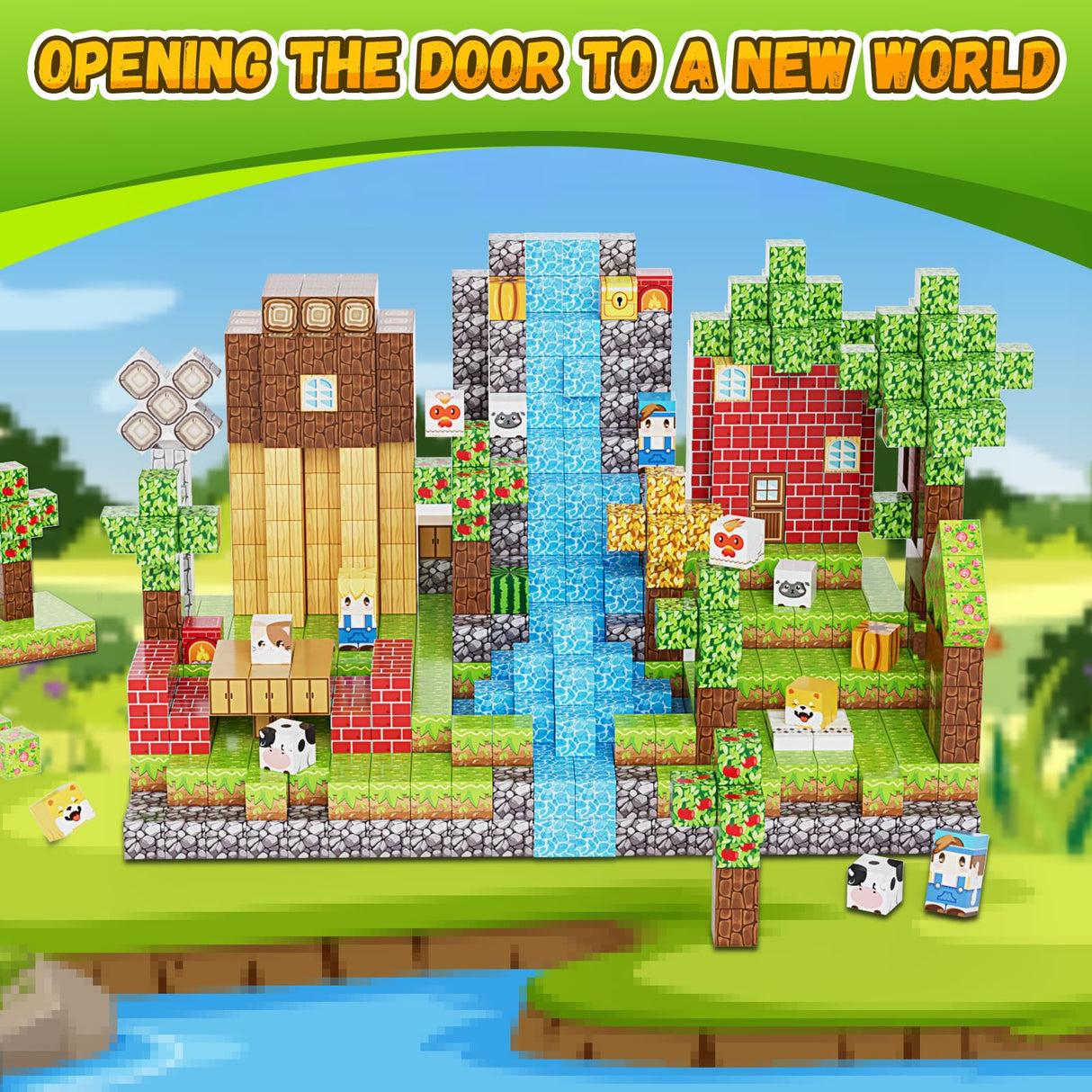 Fitrobust 200PCS Magnetic Building Blocks Set, Magnetic Tiles Kids Build Cubes STEM Game Toys, Build Forest World Set, Christmas Birthday Gifts for Boys & Girls Age 3 4 5 6 7 8 9 10