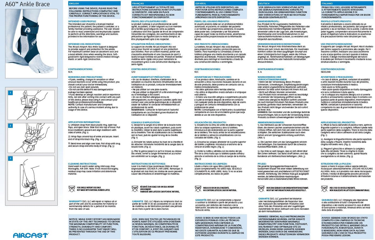 Aircast A60 Ankle Support Brace, Right Foot, Black, Medium (Shoe Size: Men's 7.5-11.5 / Women's 9-13)