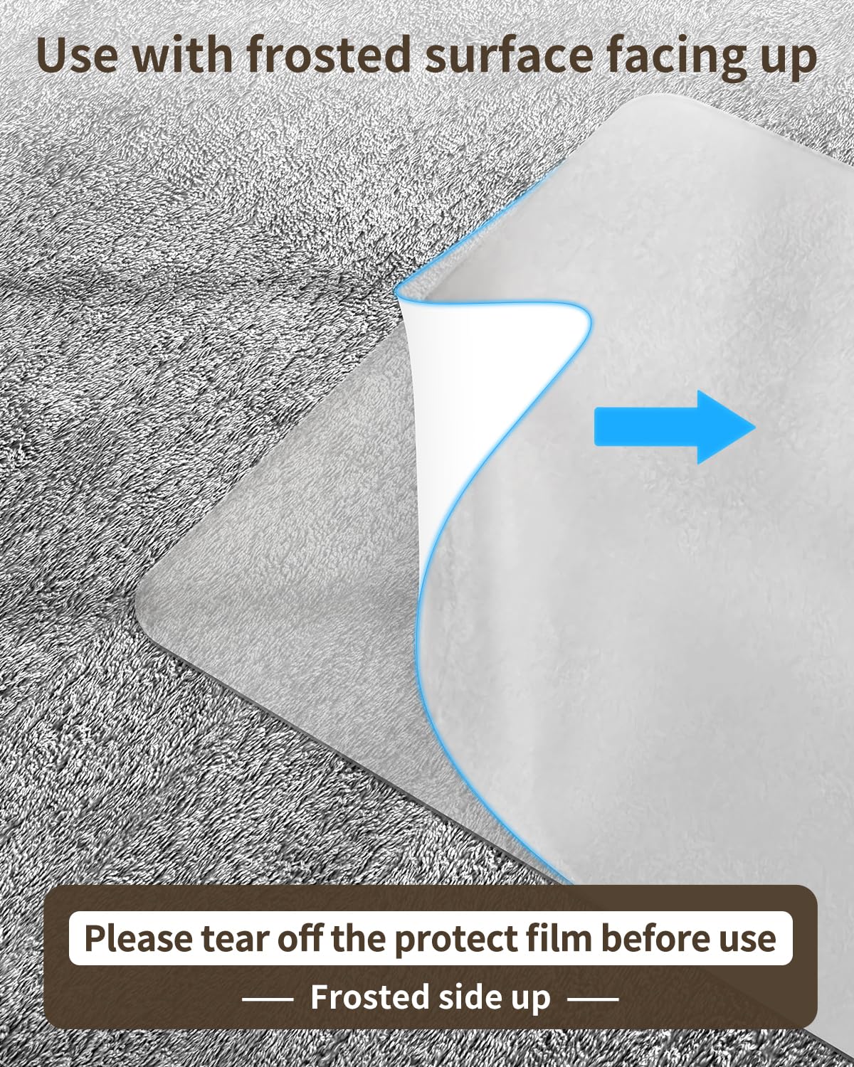 Blvornl Frosted Clear Chair Mat for High Pile Carpet and Hardwood Floor, 47.2"*60" Hard Material Chair Mat, Heavy Duty Computer Chair Mats for Rolling Chairs, Desk Floor Rug for Office and Home