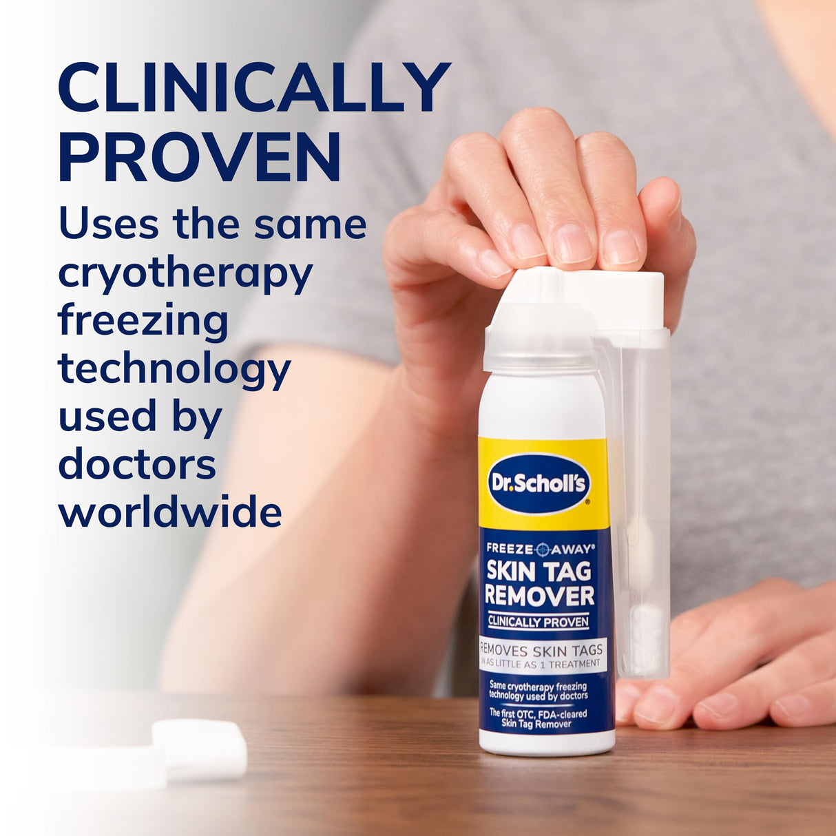Dr. Scholl's Freeze Away Skin Tag Remover - The First FDA Cleared, at Home Skin tag Removal kit. Clinically Proven Skin tag Removal in as Little as 1 Treatment. 1 Skin tag Removal kit, 8 Treatments.