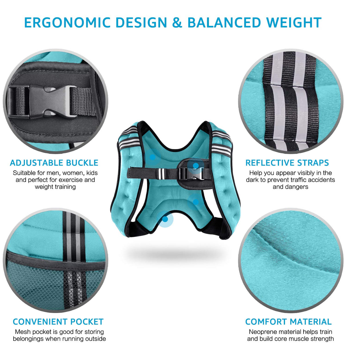 Henkelion Weighted Vest Weight Vest for Men Women Kids Weights Included, Body Weight Vests Adjustable for Running, Training Workout, Jogging, Walking