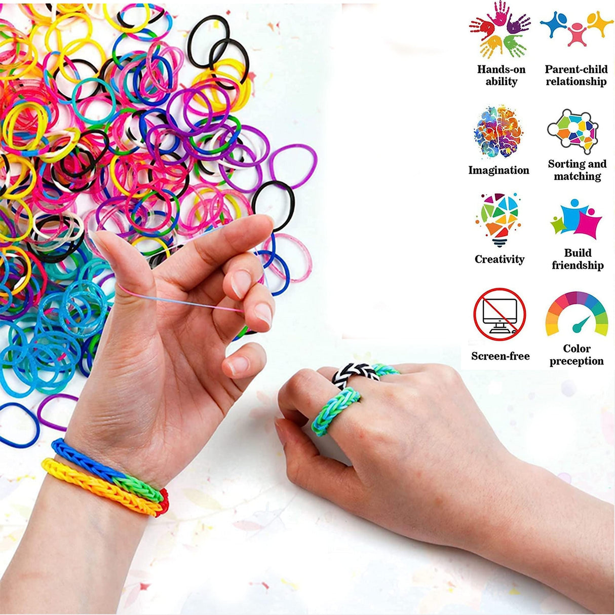 YITOHOP 15000+ Rubber Loom Bands, Mega Rubber Bands Bracelet Kit,Loom Bracelet Making Kit with 3 Layer Container,30 Colors,380 Beads,30 Charms,Clips, Hooks Tools for DIY Art Christmas Holiday Gift