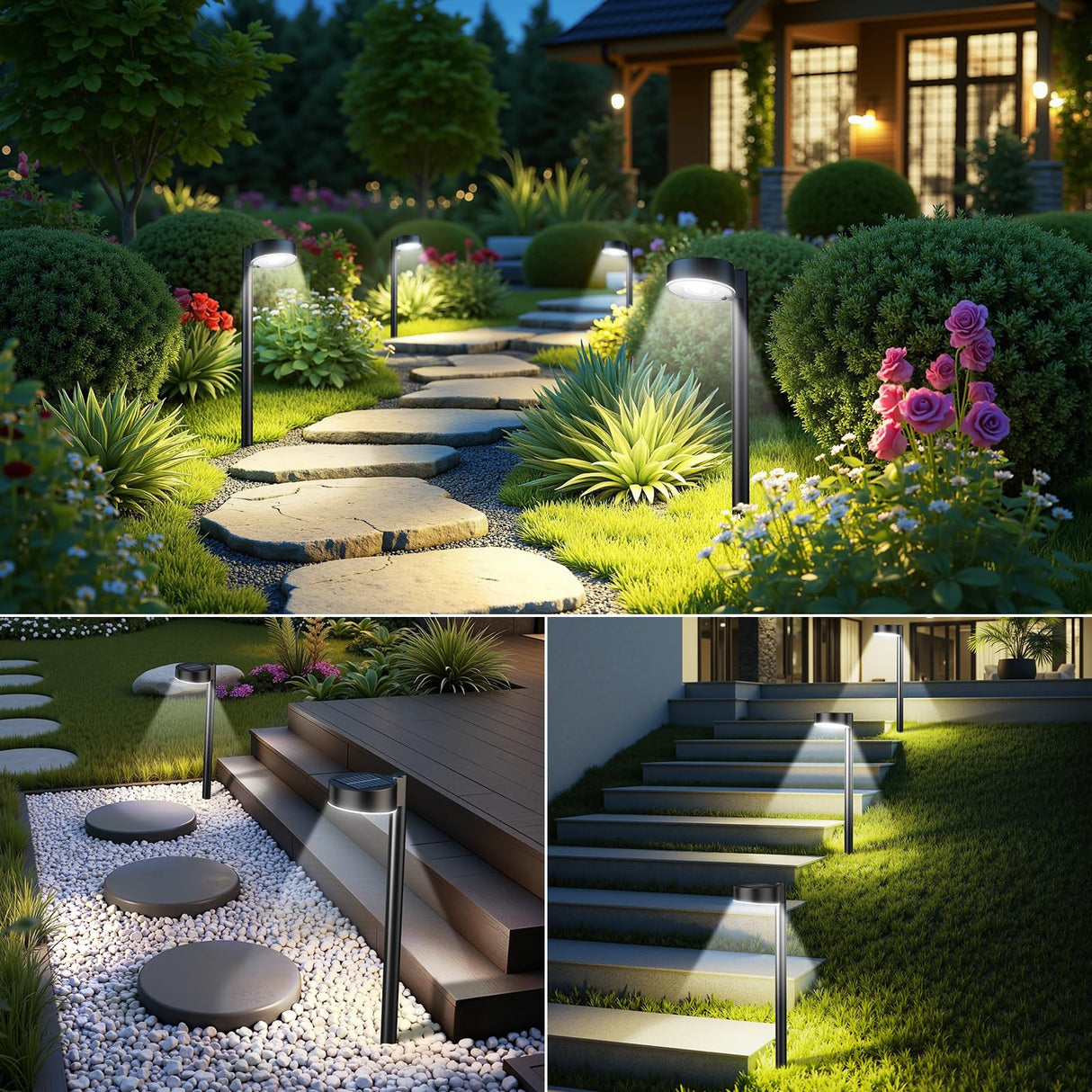Ahaorigin 12 Pack Solar Pathway Lights Outdoor, 12 Brighter LED Solar Lights Outdoor Waterproof, Up to 12 Hrs Modern Path Light for Yard Garden Walkway Driveway Lawn, Cool White
