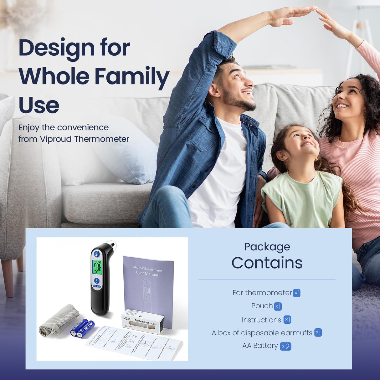 Ear Thermometer for Kids, Adults and Babies, FSA Eligible, Fever Alarm, Mute Mode, 30 Memory Recall with 21 Probe Covers - Fast Results & Easy to use, Life Time Support (Black)