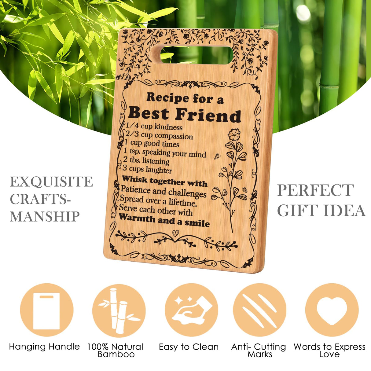 Friend Birthday Gifts for Women Friendship Best Friends Christmas Unique Gifts Ideas for BFF Bestie Soul Sister Bestie Gifts for Woman Female Bestfriend BFF Gifts Friend Forever Cutting Boards Set