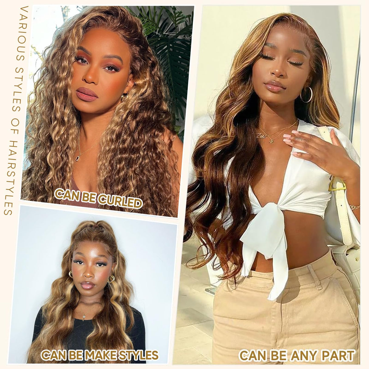 Kesenmu Ombre Lace Front Wig Human Hair - 13x6 HD Body Wave Highlight Lace Frontal Wigs Human Hair Pre Plucked With Baby Hair,180% Density 4/27 colored Glueless Honey Blonde Wig Human Hair 28 inch