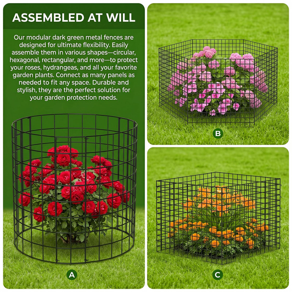 8 Packs Round Plant Protector from Animals,Metal Wire Mesh Garden Plant Cages for Outdoor Gardening Supplies, Garden Protection Rabbits Chickens Ducks for Vegetables, Flowers, Shrubs (16'' x 12'')
