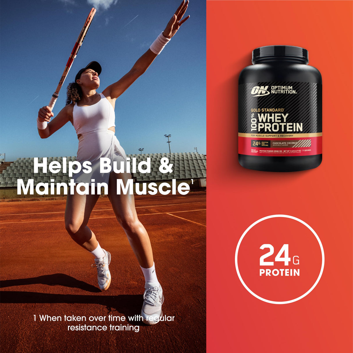 Optimum Nutrition Gold Standard 100% Whey Protein Powder, Chocolate Coconut, 5 Pound (Packaging May Vary)