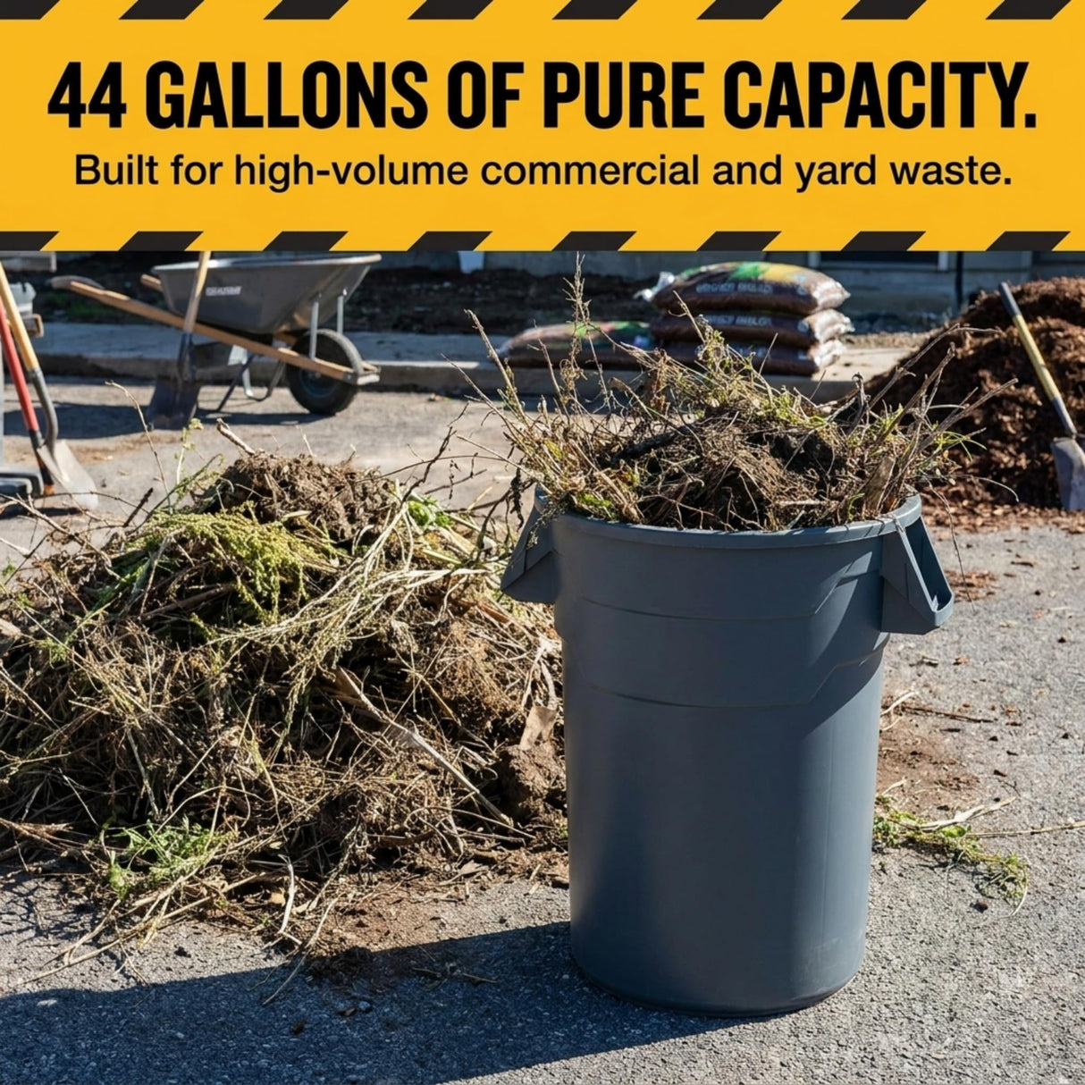 Kleen Commercial Gray Brute 44 Gallon Heavy Duty Round Trash Can/Utility Container/Garbage Container/Landscapers/Construction Sites/Restaurants/Offices/Warehouses, Made in The USA (2 Pack)