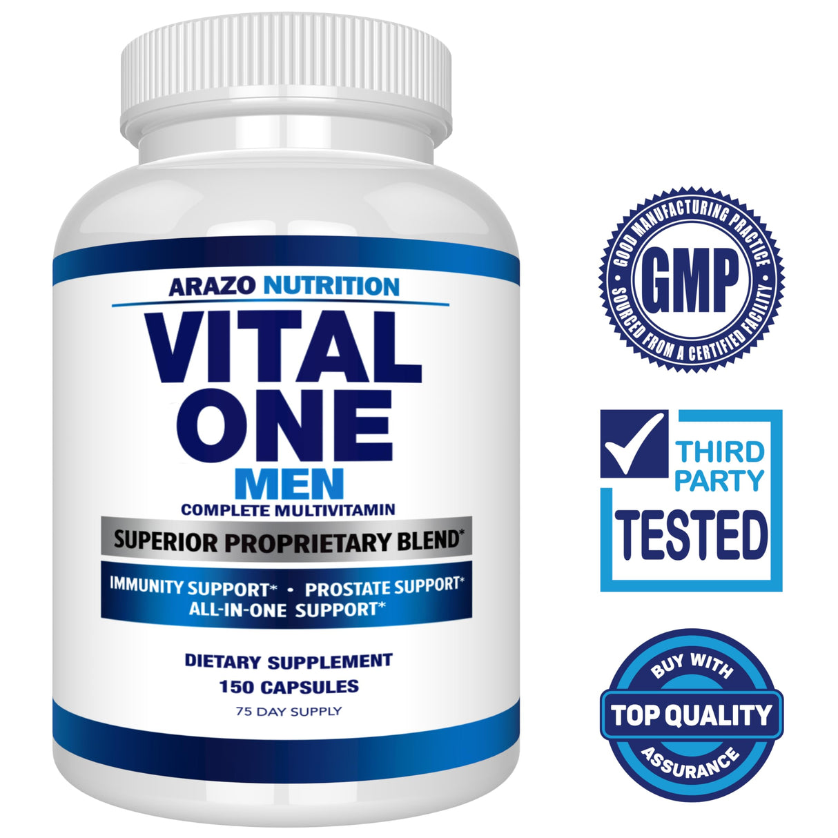 Arazo Nutrition Vital One Multivitamin for Men – Daily Wholefood Supplement - 150 Vegan