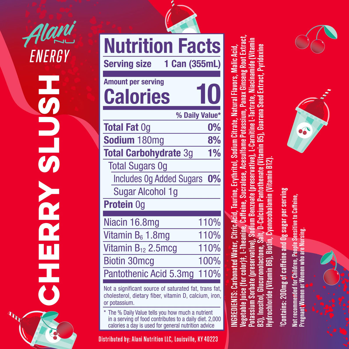 Alani Nu Cherry Slush Sugar Free Energy Drink (Pack of 12)