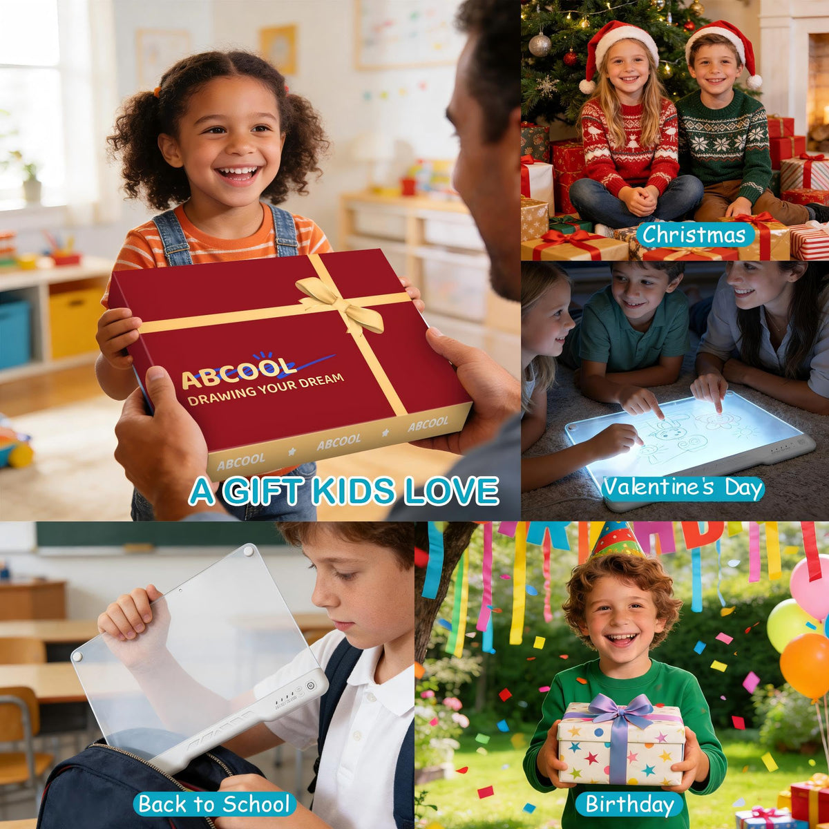 17" LED Drawing Board for Kids, 3 4 5 6 7 8-12+ Year Old Girl Birthday Gift