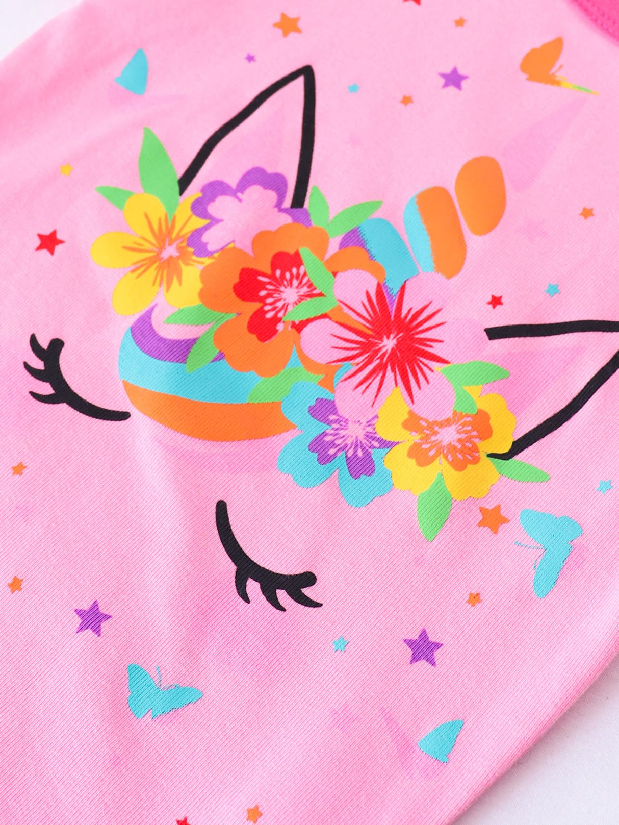 Vopawetty Girls 4-Piece Pajamas Cotton Christmas Pjs Set Kids Sleepwear (Pink Unicorn/Red Dots, 8)