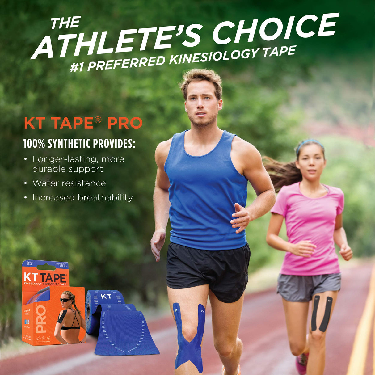 KT Tape, Pro Synthetic Kinesiology Athletic Tape, 20 Count, 10” Precut Strips, Blaze Orange
