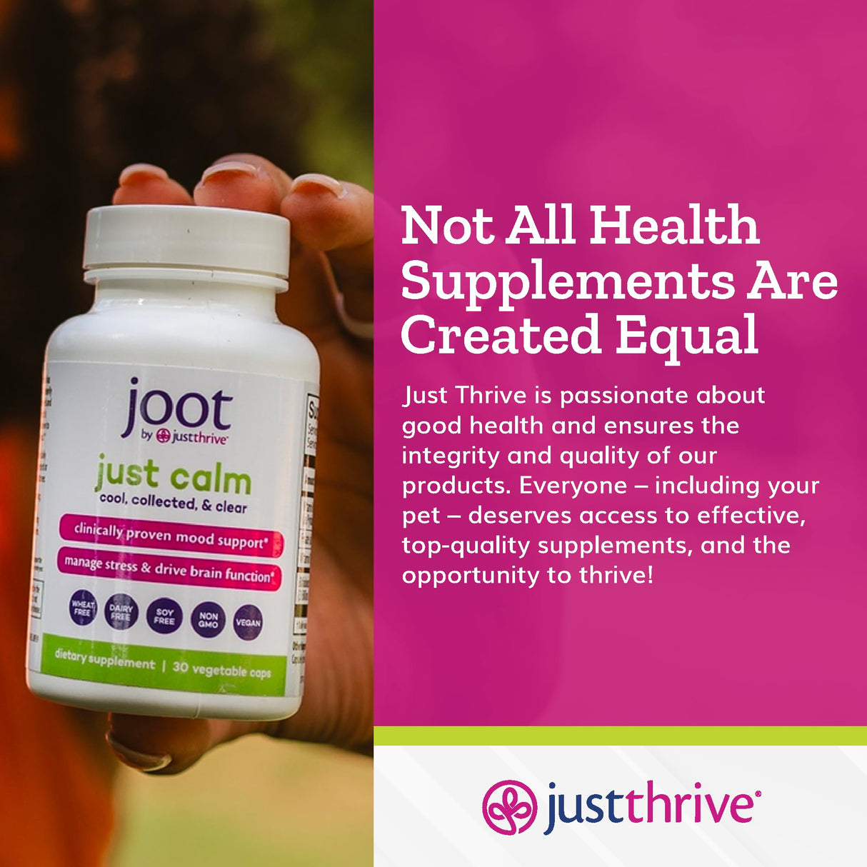 Just Thrive - Just Calm - Cortisol Manager - Calming, Memory, and Mood Support Supplement - Vegan, 30 Calm Capsules