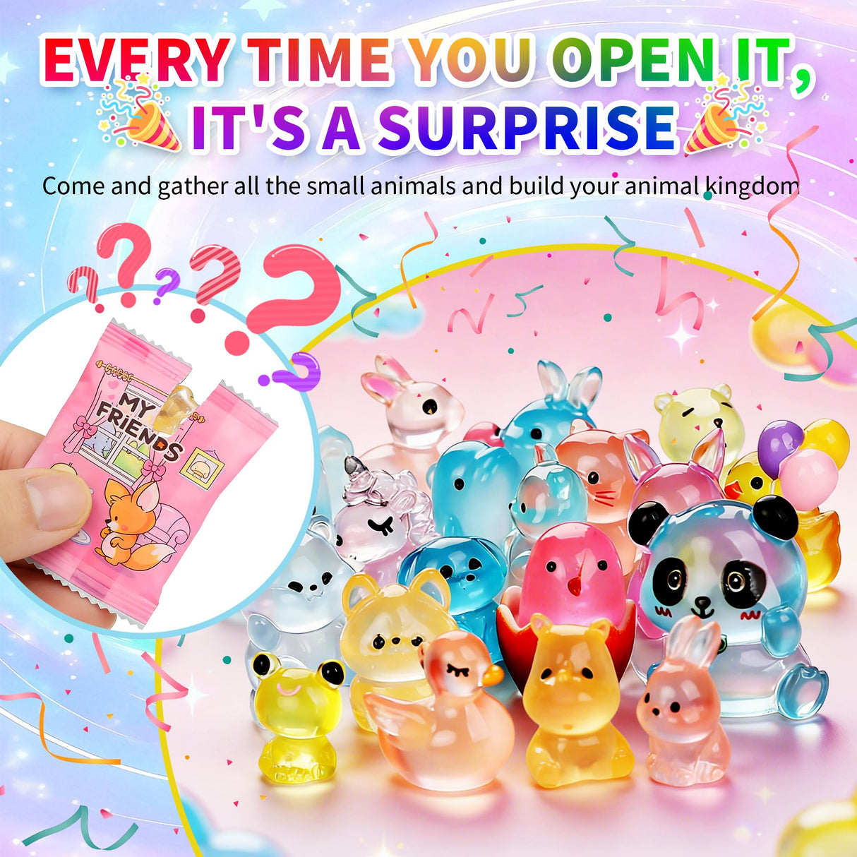 EKisemio 120 Pcs Mystery Bags Mini Resin Animals Glow in the Dark, Blind Bags Luminous Animals Figures Variety Pack for Dollhouse Accessories Fairy Garden Surprise Collectible Figurines Desk Pets