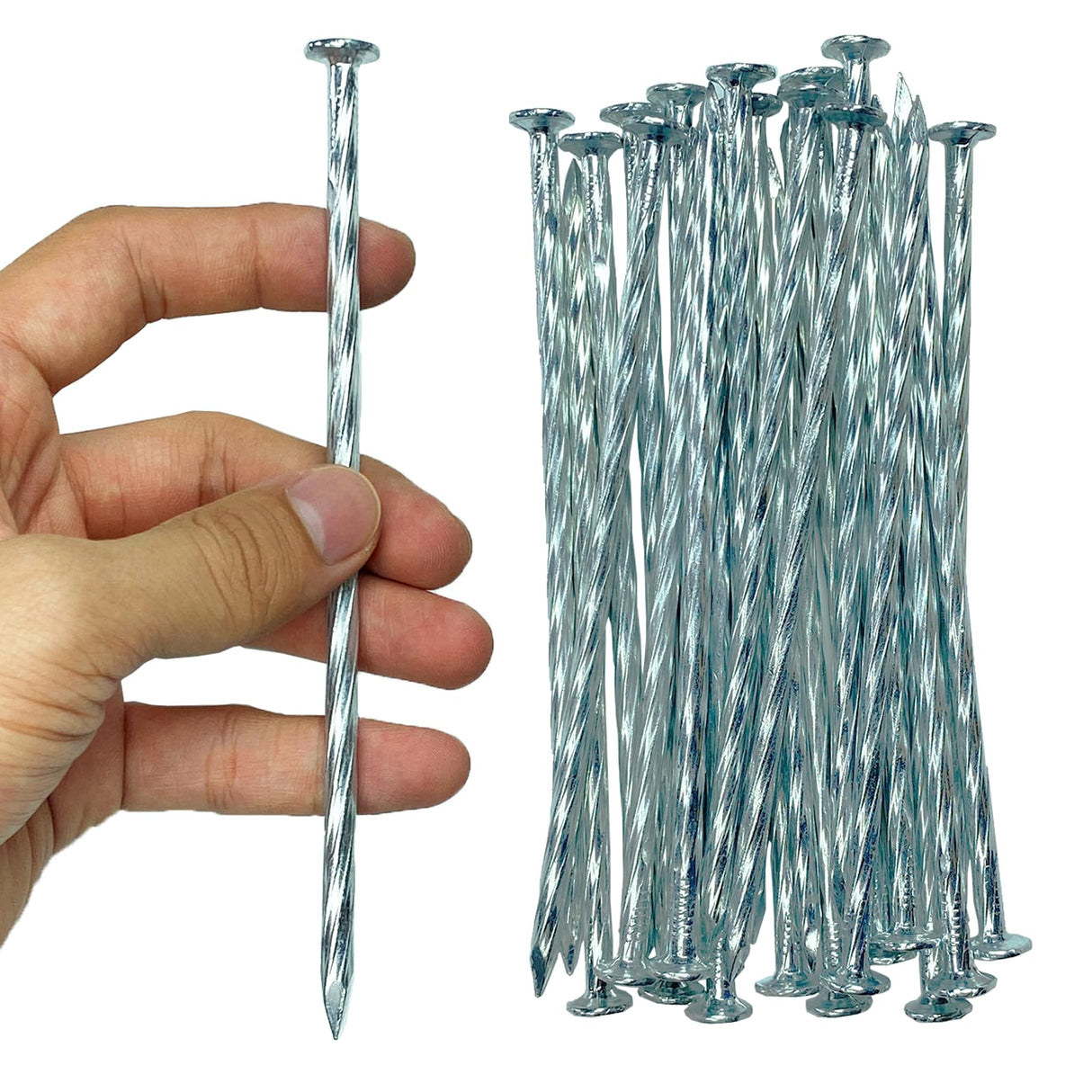 Artificial Turf Stakes Galvanized Spiral Landscape Spikes 6IN Weed Barrier Fabric Stakes for Paver Edging, Gardening Lawn Edging, Carpentry and More (52 PC)