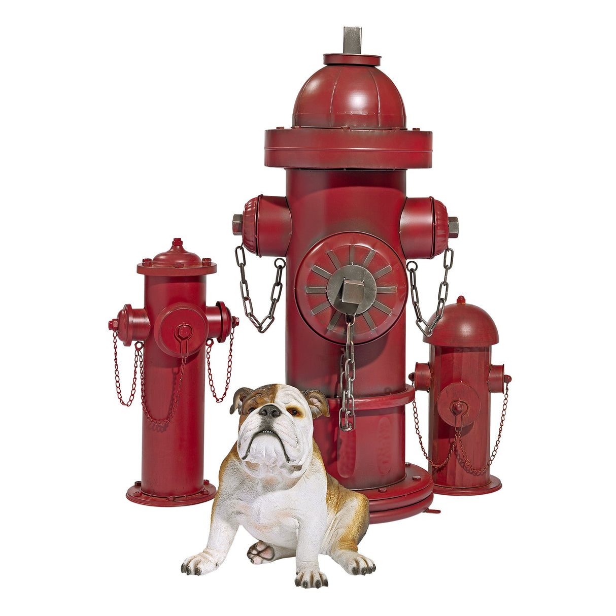 Design Toscano Fire Hydrant Statue Puppy Pee Post and Pet Storage Container, Large 23 Inch, Metal, Full Color