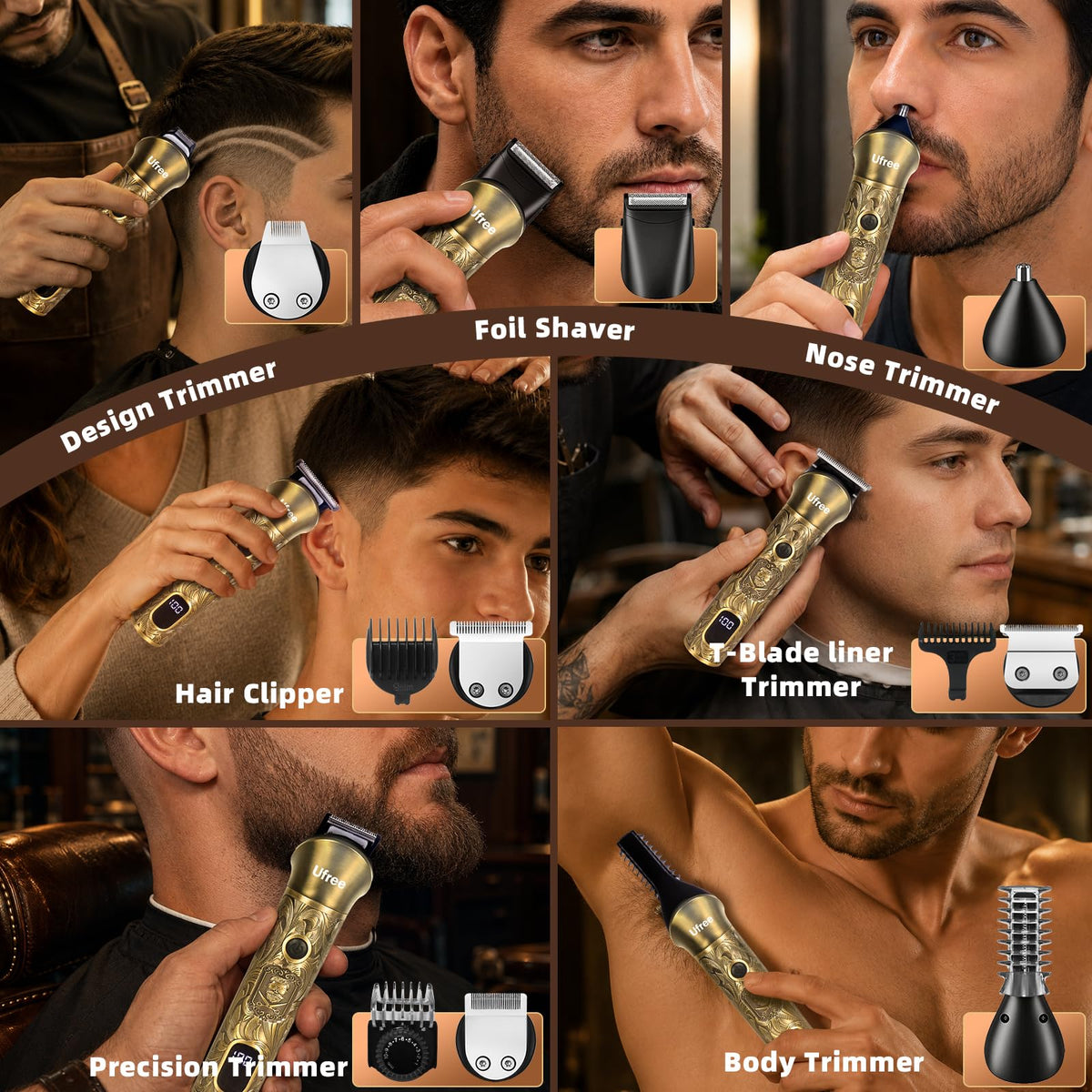 Ufree Professional Beard Trimmer for Men, Electric Shaver Razor, Men Gift
