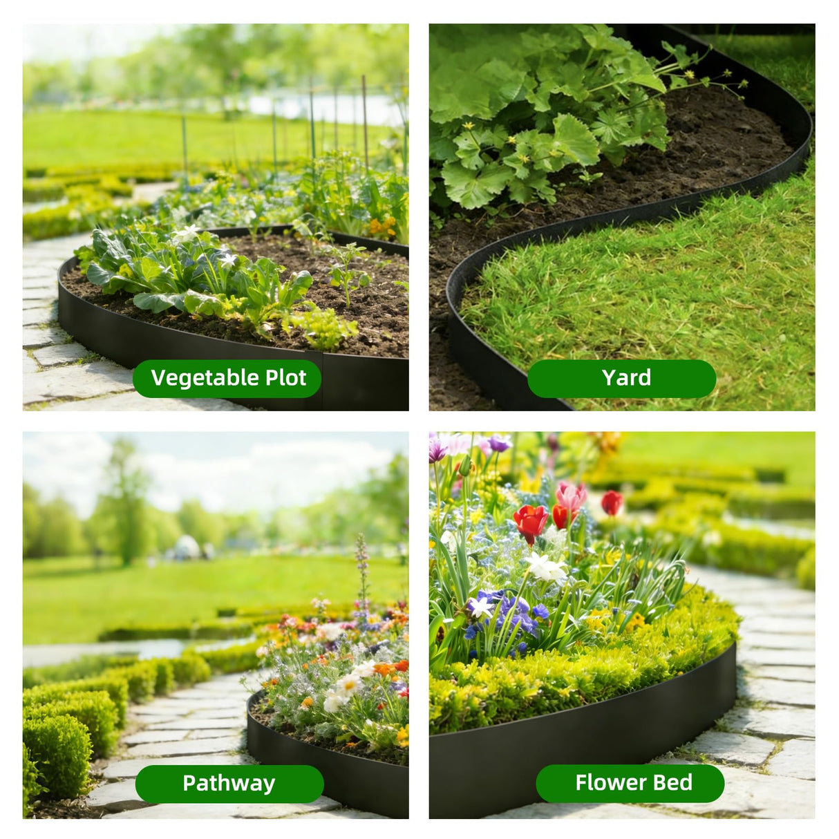 12 Pack Galvanized Steel Landscape Lawn Edging, 40" X 6" Metal Landscape Edging Border with 12 Clips, Metal Garden Edging Border, Metal Edging for Landscaping, Garden, Yard, Pathway(40Ft Total)