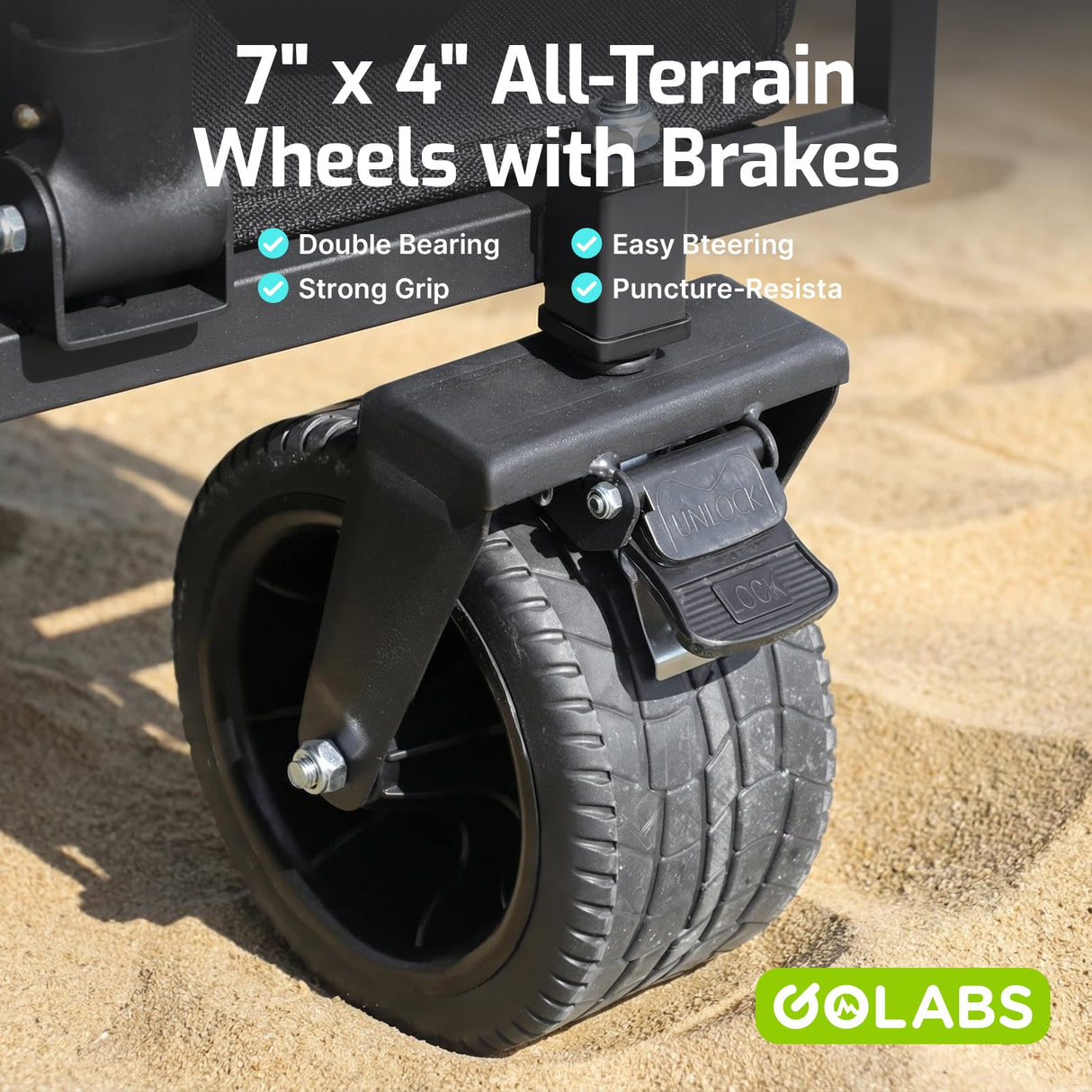 Golabs Collapsible Wagon Cart, 560lbs Load, 280L Heavy Duty Foldable Cart