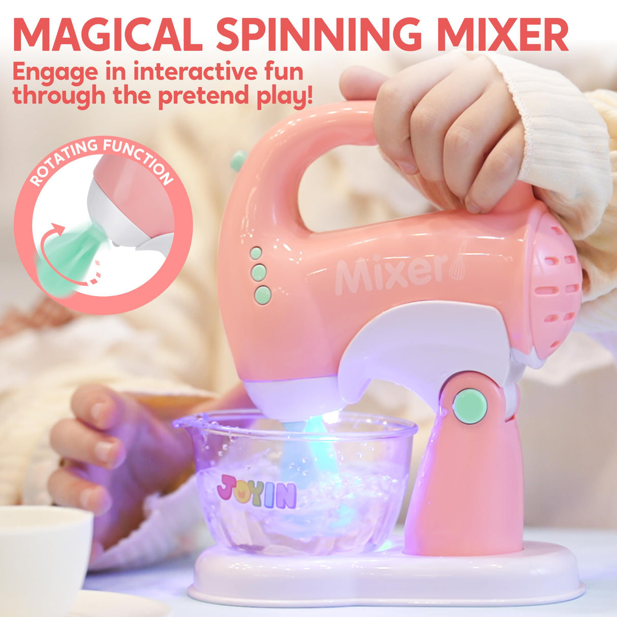 Joyin Play Kitchen Toys, Pretend and Play Food Kitchen Accessories Girls Toy with Coffee Maker, Mixer, Toaster with Realistic Lights& Sounds, Birthday Gift for Kids Gifts for Christmas