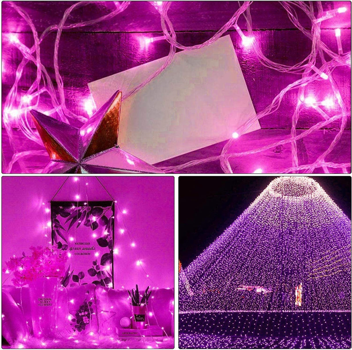 ILLUMINEW 800 Led Pink String Lights Indoor Outdoor Christmas Decorations, 330 Ft 8 Modes Plug in Fairy Lights Pink Valentine Day Room Decor
