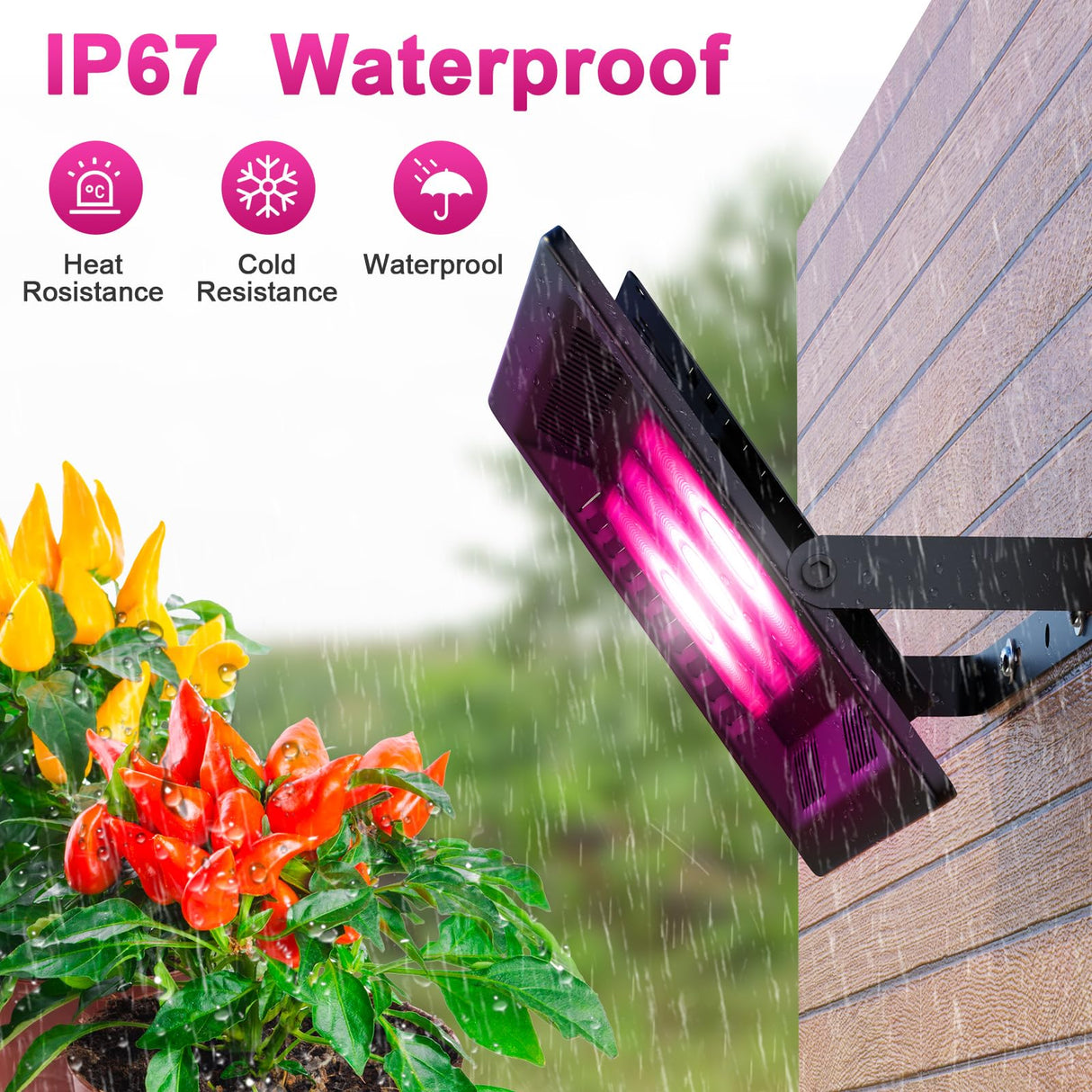 Vcycal Waterproof Plant Light, 450W Outdoor Grow Lights, Full Spectrum LED Grow Light, Height Adjustable, Silent, Heat Dissipation, for Indoor Outdoor Plant Seedling Growing Blooming Fruiting