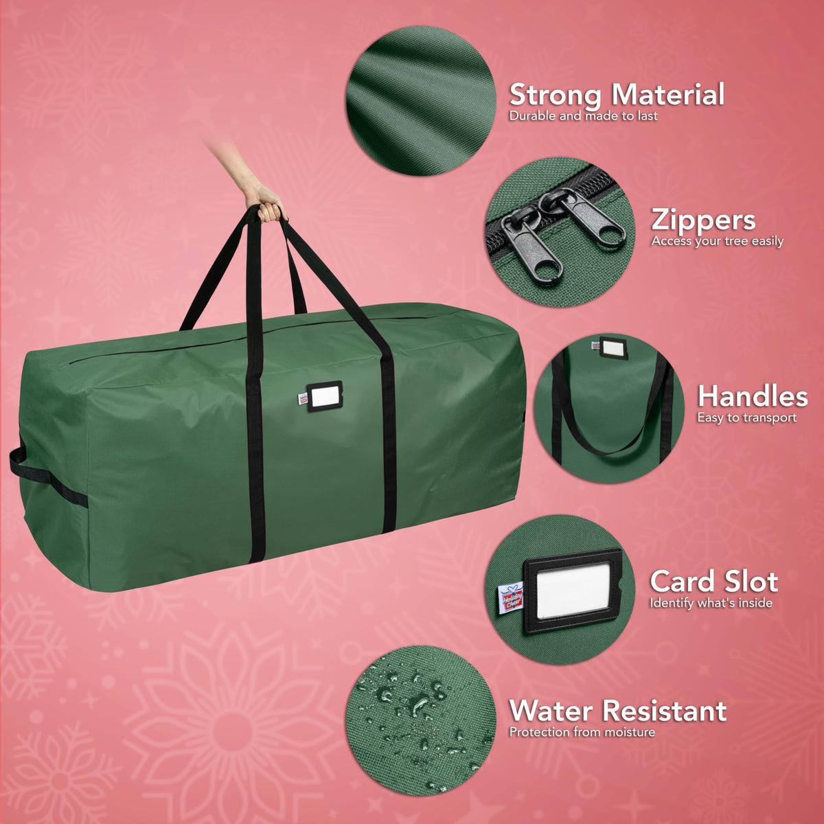 Holiday Cheer Christmas Tree Storage Bag Waterproof 9ft Green