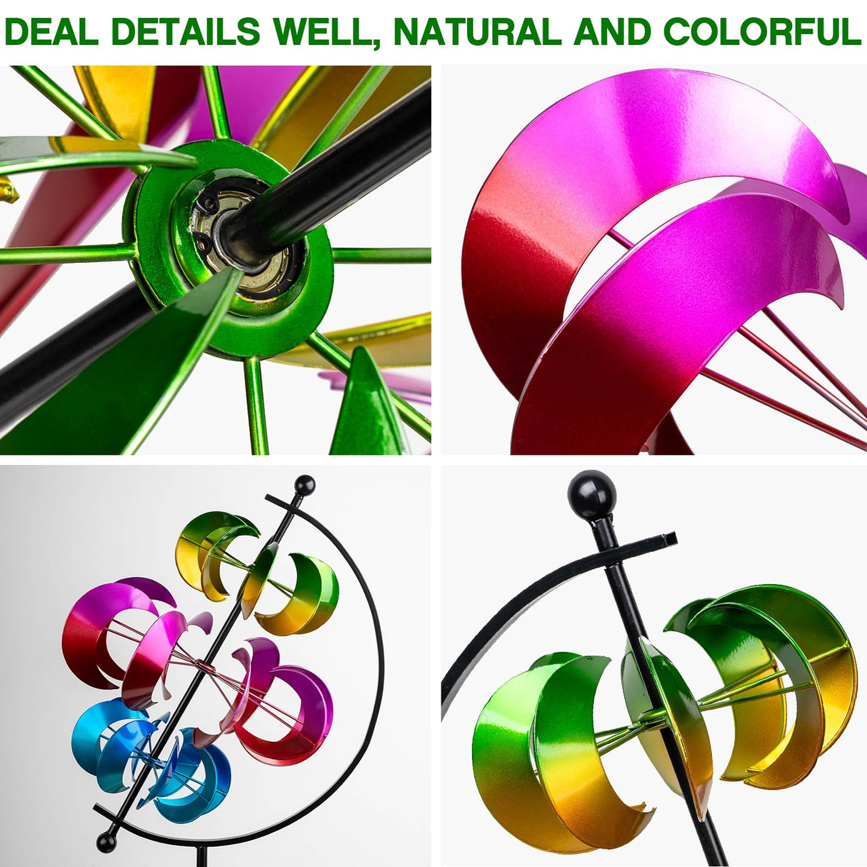 Large Metal Wind Spinner for Garden and Yard – 63 Inch Kinetic Outdoor Sculpture with Dual Direction 360° Spinning Blades – Weather Resistant Moons Yard Art Decor for Patio, Lawn, and Porch