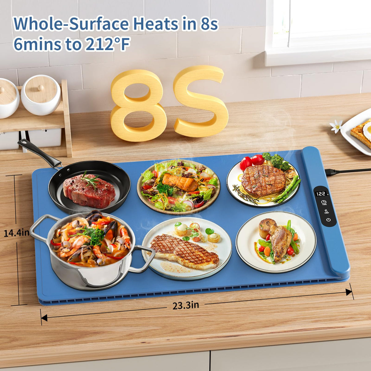 Food Warming Mat with Protective Table Mat, Graphene Fast Full-Surface Heating Mat, Electric Warming Tray with 6 Temperature and 6HoursTimer, Portable Rollable Food Warmer Perfect For Parties Buffet